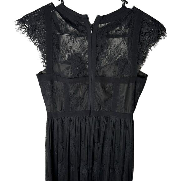 Parker Black lace cocktail dress 2  gothic witchy goblincore midi sheer illusion - Picture 7 of 15